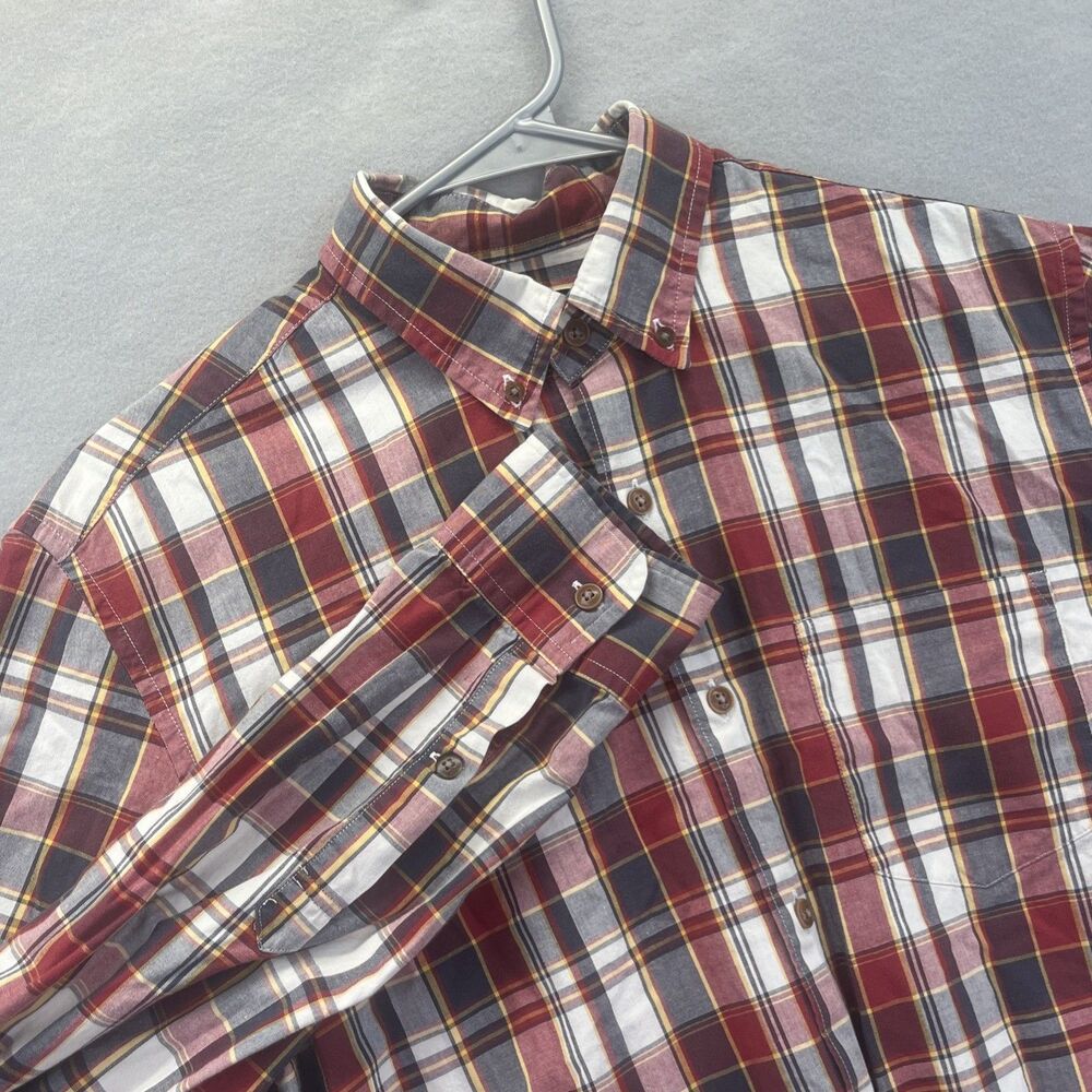 J Crew Shirt Mens Medium Red Gray Plaid Button Down Casual Preppy